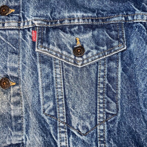 Vintage Levis Denim Trucker Jacket Mens 46 L Type III USA Made 71506-0216 - Picture 10 of 14